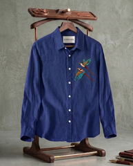 Blue Birds Patch Casual Shirt