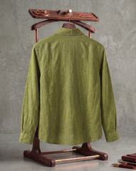 Olive Green Birds Patch Casual Shirt